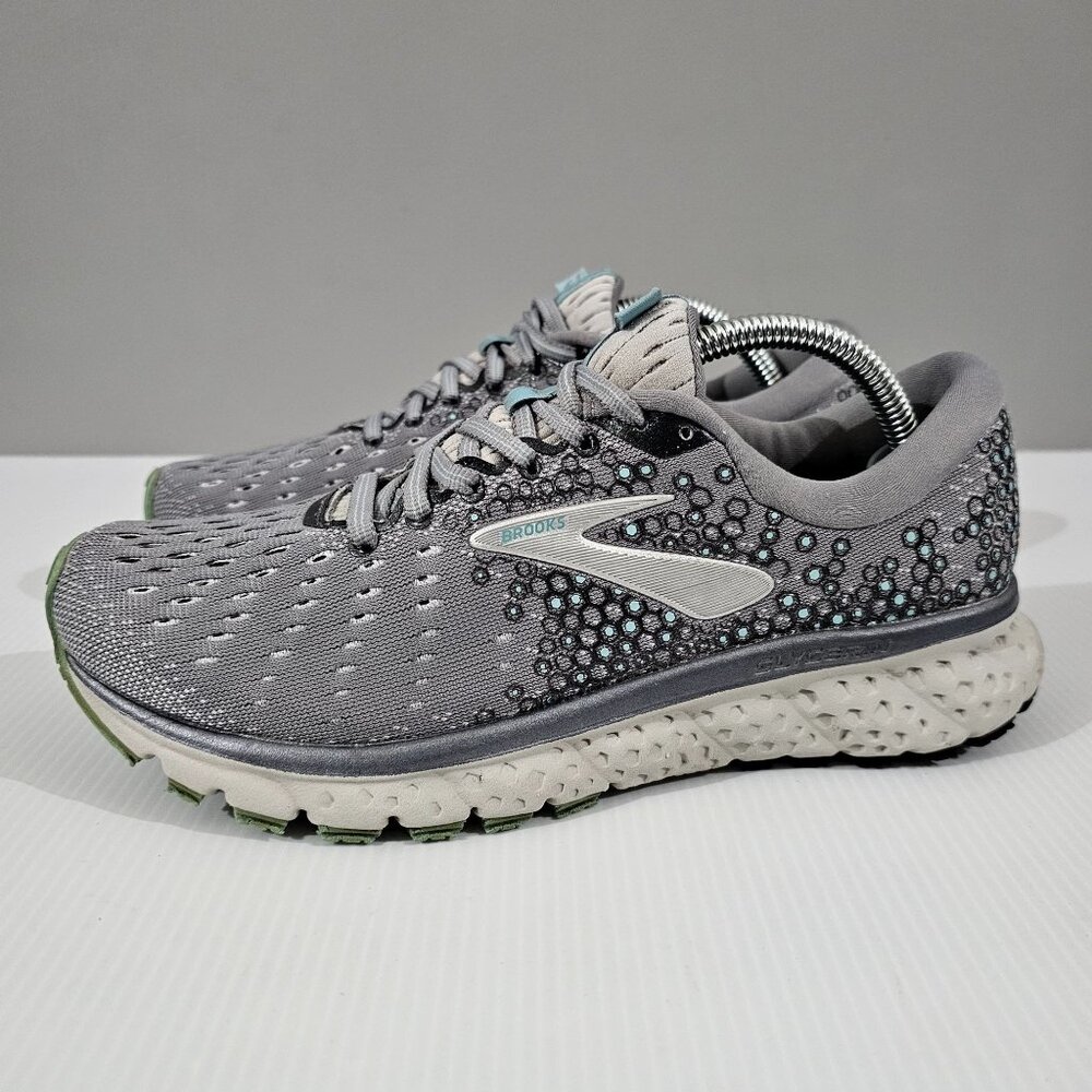 Brooks Glycerin 17 Running Shoe Athletic Sneaker Womens Gray Aqua Ebony Size 7.5